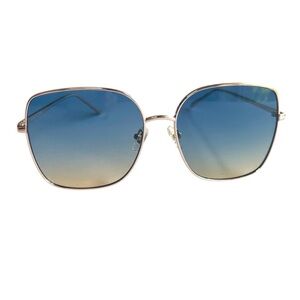 Sojos Women’s Square Oversized Frame Sunglasses in Rose Gold Blue/Brown NIB